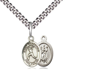 Pewter Saint Sebastian  Softball Medal Religious and Catholic Jewelry