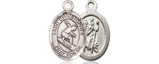 Sterling Silver Saint Christopher Surfing Medal Religious and Catholic Jewelry