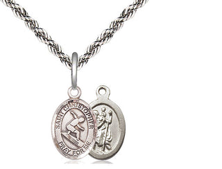 Sterling Silver Saint Christopher Surfing Medal Religious and Catholic Jewelry