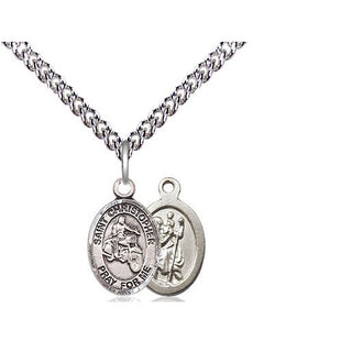 Sterling Silver Saint Christopher Motorcycle Medal Religious and Catholic Jewelry