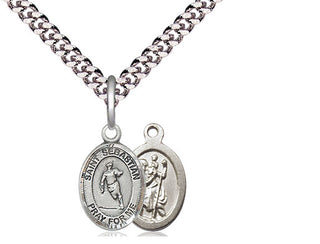 Pewter Saint Sebastian Rugby Medal Religious and Catholic Jewelry