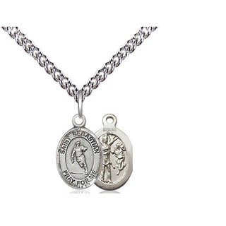 Sterling Silver Saint Sebastian Rugby Medal Religious and Catholic Jewelry