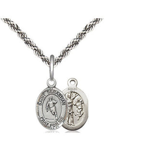 Sterling Silver Saint Sebastian Rugby Medal Religious and Catholic Jewelry