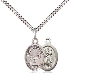 Pewter Saint Sebastian Fishing Medal Religious and Catholic Jewelry