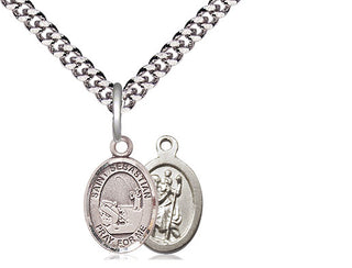 Pewter Saint Sebastian Fishing Medal Religious and Catholic Jewelry