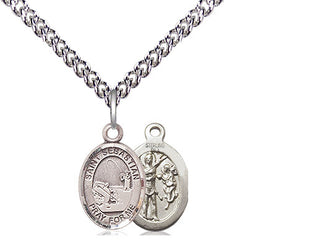 Sterling Silver Saint Sebastian Fishing Medal Religious and Catholic Jewelry