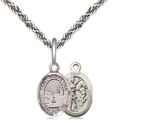 Sterling Silver Saint Sebastian Fishing Medal Religious and Catholic Jewelry
