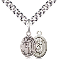 Pewter Saint Sebastian Archery Medal Religious and Catholic Jewelry