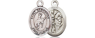 Sterling Silver Saint Sebastian Rodeo Medal Religious and Catholic Jewelry