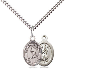 Pewter Saint Christopher Skiing Medal Religious and Catholic Jewelry