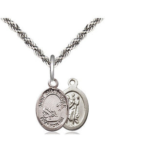 Sterling Silver Saint Christopher Fishing Medal Religious and Catholic Jewelry
