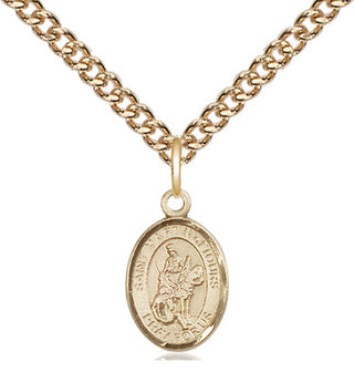 14kt Gold Saint Martin of Tours Medal Engraved Catholic Saint Jewelry