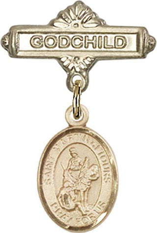 14kt Gold Godchild St. Martin of Tours Baby Badge - Engravable