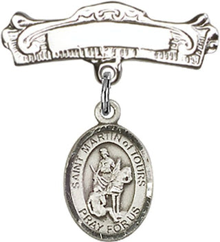 Sterling Silver Badge Pin St. Martin of Tours Baby Badge - Engravable