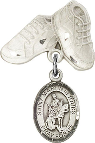Sterling Silver Baby Boots St. Martin of Tours Baby Badge - Engravable