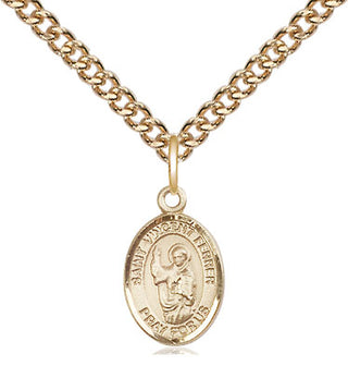 14kt Gold Saint Vincent Ferrer Medal Engraved Catholic Saint Jewelry