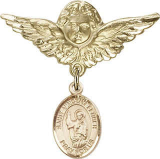 14kt Gold Filled Large Angel w/Wings St. Vincent Ferrer Baby Badge - Engravable