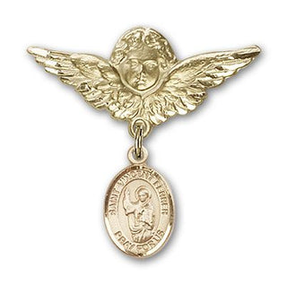 14kt Gold Large Angel w/Wings St. Vincent Ferrer Baby Badge - Engravable