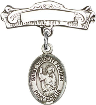 Sterling Silver Badge Pin St. Vincent Ferrer Baby Badge - Engravable