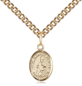 14kt Gold Saint Augustine of Hippo Medal Engraved Catholic Saint Jewelry