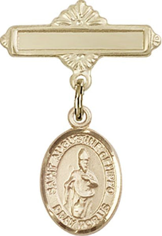 14kt Gold Filled Polished Badge Pin St. Augustine of Hippo Baby Badge - Engravable