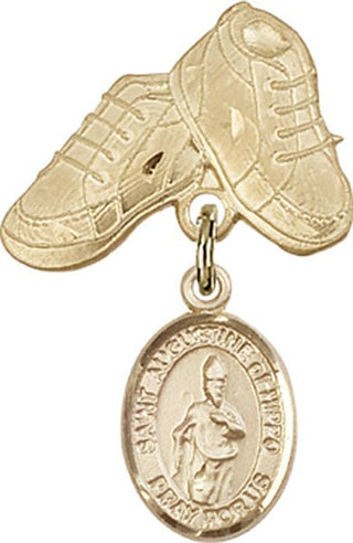14kt Gold Baby Boots St. Augustine of Hippo Baby Badge - Engravable