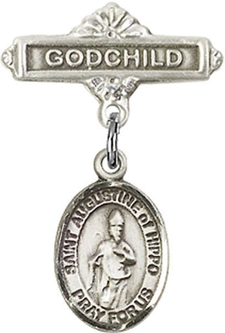 Sterling Silver Godchild St. Augustine of Hippo Baby Badge - Engravable