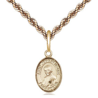 14kt Gold Saint John Neumann Medal Engraved Catholic Saint Jewelry
