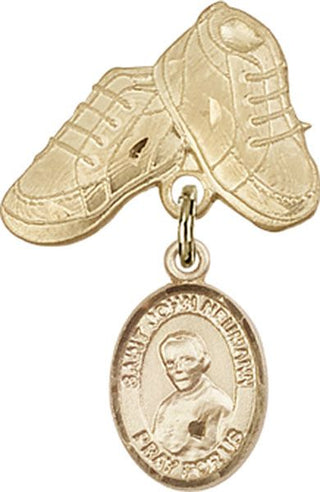 14kt Gold Filled Baby Boots St. John Neumann Baby Badge - Engravable