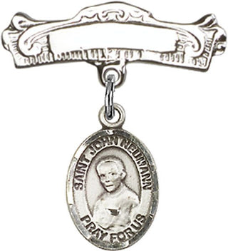 Sterling Silver Badge Pin St. John Neumann Baby Badge - Engravable