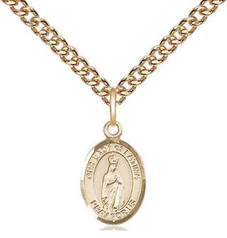 14kt Gold Our Lady of Fatima Medal Engraved Catholic Saint Jewelry