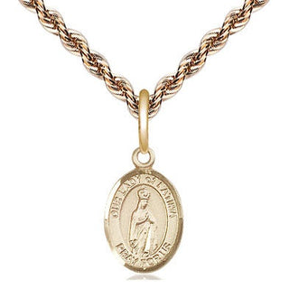 14kt Gold Our Lady of Fatima Medal Engraved Catholic Saint Jewelry