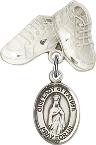 Sterling Silver Baby Boots O/L of Fatima Baby Badge - Engravable