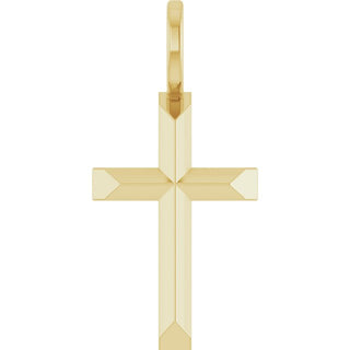 14K Yellow Knife-Edge Cross Pendant