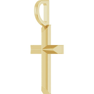 14K Yellow Knife-Edge Cross Pendant