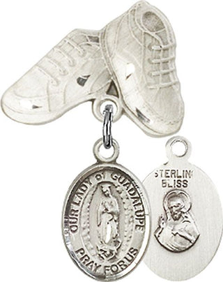 Sterling Silver Baby Boots O/L of Guadalupe Baby Badge - Engravable