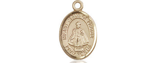 14kt Gold Infant of Prague Medal Engraved Catholic Saint Jewelry