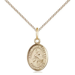 14kt Gold Saint Maria Goretti Medal Engraved Catholic Saint Jewelry