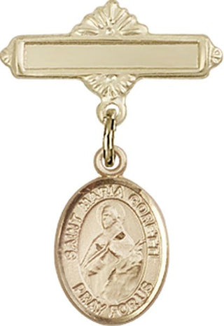 14kt Gold Filled Polished Badge Pin St. Maria Goretti Baby Badge - Engravable