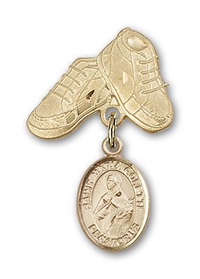 14kt Gold Filled Baby Boots St. Maria Goretti Baby Badge - Engravable