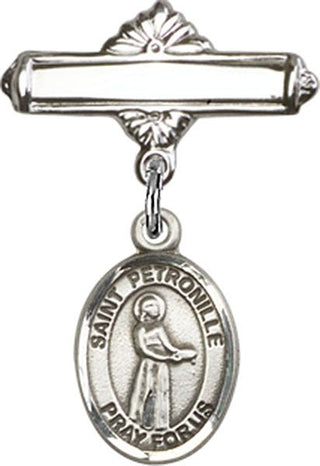 Sterling Silver Polished Badge Pin St. Petronille Baby Badge - Engravable