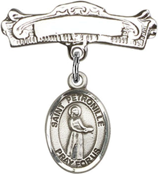 Sterling Silver Badge Pin St. Petronille Baby Badge - Engravable