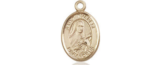 14kt Gold Saint Therese of Lisieux Medal Engraved Catholic Saint Jewelry
