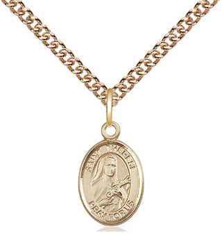 14kt Gold Saint Therese of Lisieux Medal Engraved Catholic Saint Jewelry