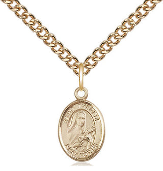 14kt Gold Saint Therese of Lisieux Medal Engraved Catholic Saint Jewelry
