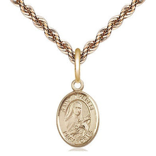 14kt Gold Saint Therese of Lisieux Medal Engraved Catholic Saint Jewelry