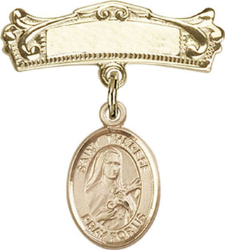 14kt Gold Filled Badge Pin St. Therese of Lisieux Baby Badge - Engravable