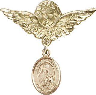 14kt Gold Filled Large Angel w/Wings St. Therese of Lisieux Baby Badge - Engravable