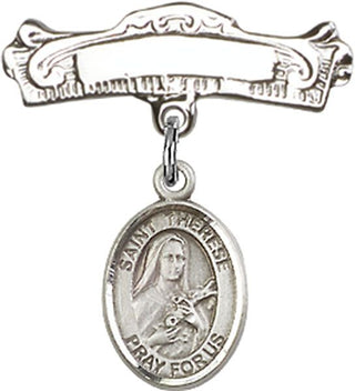 Sterling Silver Badge Pin St. Therese of Lisieux Baby Badge - Engravable