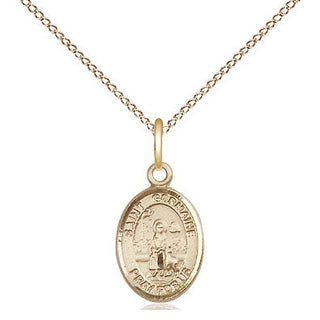 14kt Gold Saint Germaine Cousin Medal Engraved Catholic Saint Jewelry